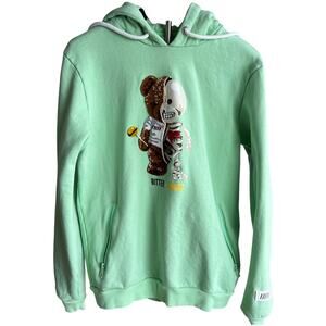 Fifth Loop Mens‎ Bitter Sweet Bear Graphic Hoodie Mint Green Size Medium Urban